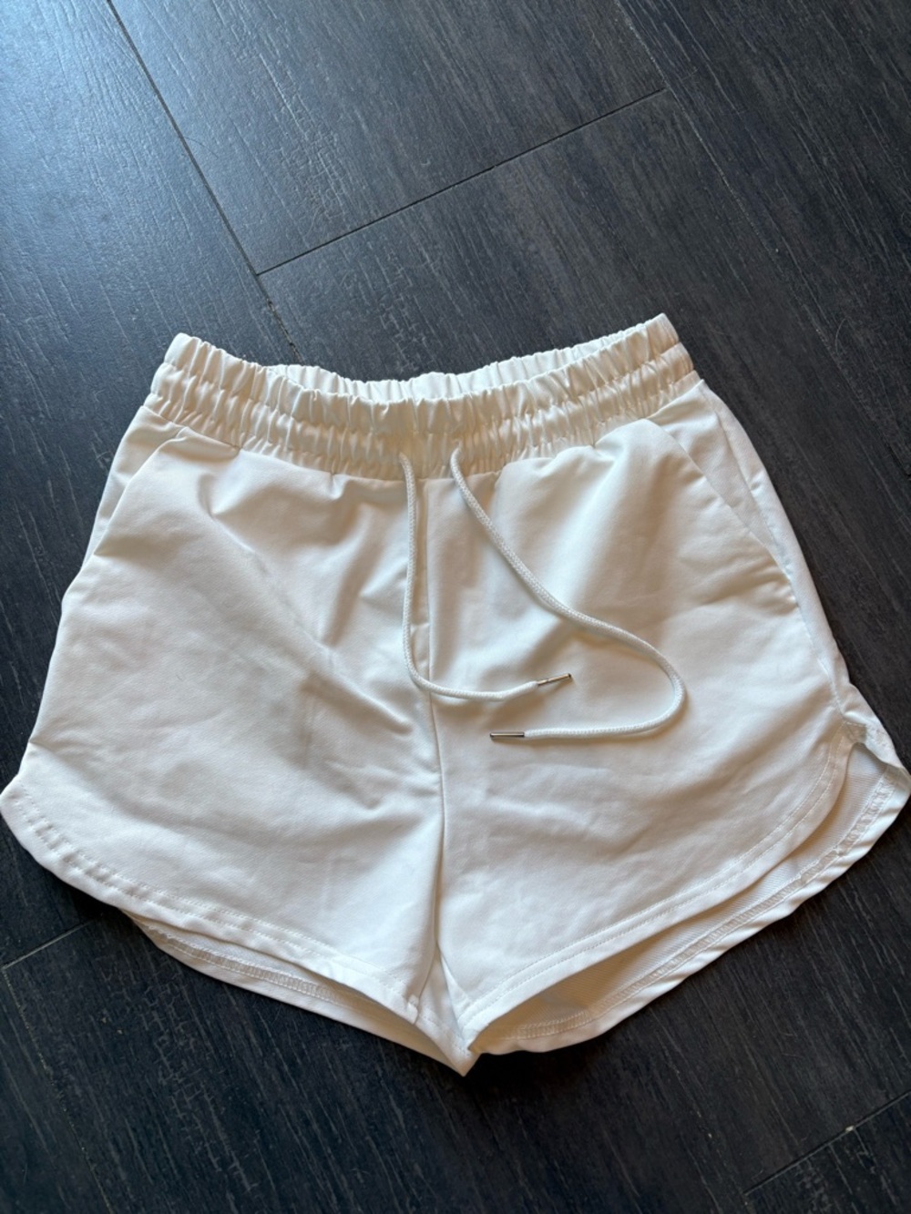 Women's White Drawstring Athletic Shorts